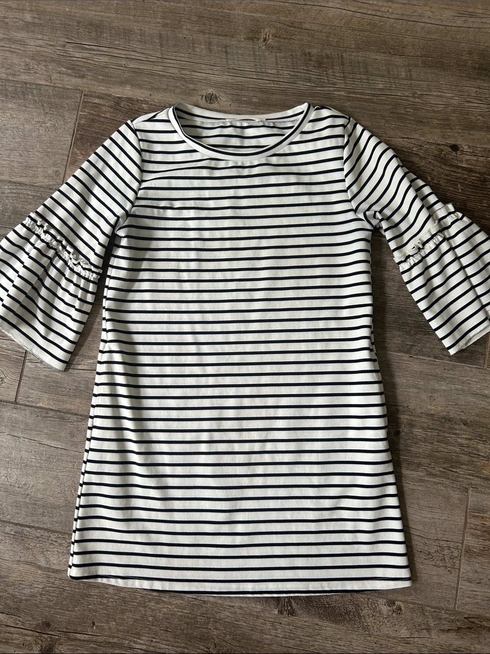 Ellison Black and White Striped  Dress  side pockets